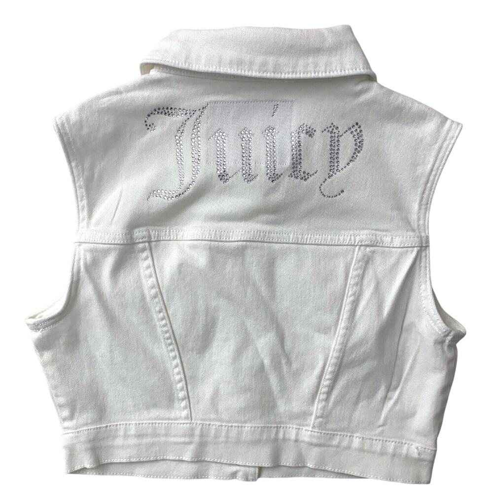 Juicy Couture White Denim Jeweled Vest S NWT